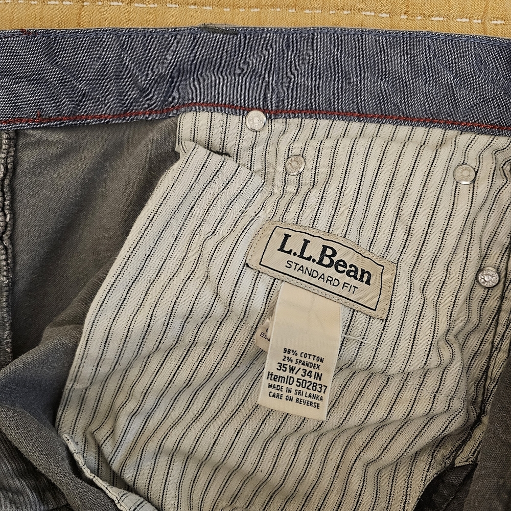 L.L. Bean Corduroy Pants Mens Gray 35x34 Flat Front Standard‎ Fit Straight Leg - Picture 5 of 9